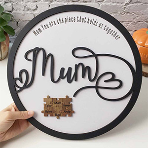 Mother's Day Wood Puzzle Sign Personalized Gift For Mom.Mom You Are The Piece That Holds Us Together | Mothers Day Gift