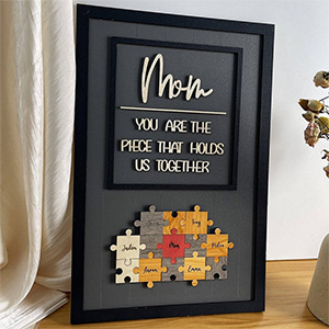 Mother's Day Wood Puzzle Sign Personalized Gift For Mom.Mom You Are The Piece That Holds Us Together | Mothers Day Gift