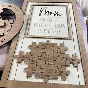 Mother's Day Wood Puzzle Sign Personalized Gift For Mom.Mom You Are The Piece That Holds Us Together | Mothers Day Gift