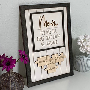 Mother's Day Wood Puzzle Sign Personalized Gift For Mom.Mom You Are The Piece That Holds Us Together | Mothers Day Gift