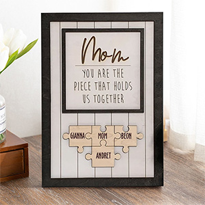 Mother's Day Wood Puzzle Sign Personalized Gift For Mom.Mom You Are The Piece That Holds Us Together | Mothers Day Gift