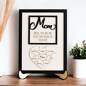 Mother's Day Wood Puzzle Sign Personalized Gift For Mom.Mom You Are The Piece That Holds Us Together | Mothers Day Gift