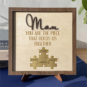 Mother's Day Wood Puzzle Sign Personalized Gift For Mom.Mom You Are The Piece That Holds Us Together | Mothers Day Gift