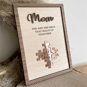 Mother's Day Wood Puzzle Sign Personalized Gift For Mom.Mom You Are The Piece That Holds Us Together | Mothers Day Gift