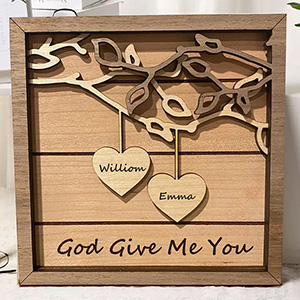 Personalized Family Tree Couples Wooden Sign Name Engravings Anniversary Biirthday Gifts