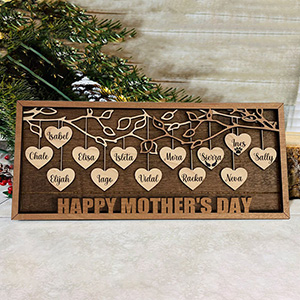 Mother's Day Wood Puzzle Sign Personalized Gift For Mom.Personalized Wood Family Tree Sign with Engraved Names| Mothers Day Gift