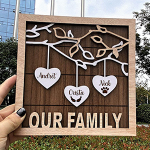 Mother's Day Wood Puzzle Sign Personalized Gift For Mom.Personalized Wood Family Tree Sign with Engraved Names| Mothers Day Gift