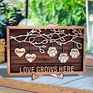 Mother's Day Wood Puzzle Sign Personalized Gift For Mom.Personalized Wood Family Tree Sign with Engraved Names| Mothers Day Gift