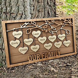 Mother's Day Wood Puzzle Sign Personalized Gift For Mom.Personalized Wood Family Tree Sign with Engraved Names| Mothers Day Gift