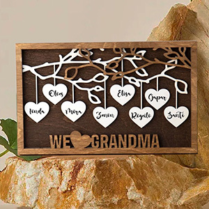 Mother's Day Wood Puzzle Sign Personalized Gift For Mom.Personalized Wood Family Tree Sign with Engraved Names| Mothers Day Gift