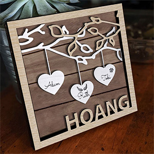 Mother's Day Wood Puzzle Sign Personalized Gift For Mom.Personalized Wood Family Tree Sign with Engraved Names| Mothers Day Gift