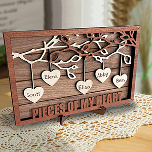 Mother's Day Wood Puzzle Sign Personalized Gift For Mom.Personalized Wood Family Tree Sign with Engraved Names| Mothers Day Gift