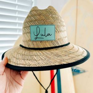 Custom Straw Sun Beach Hat With Name Initials Symbols For Toddler Child Adult Gift