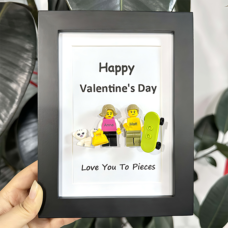 Customized Miniature Figures in a Frame - Ideal for Unique Valentine's Day Gifts-Black