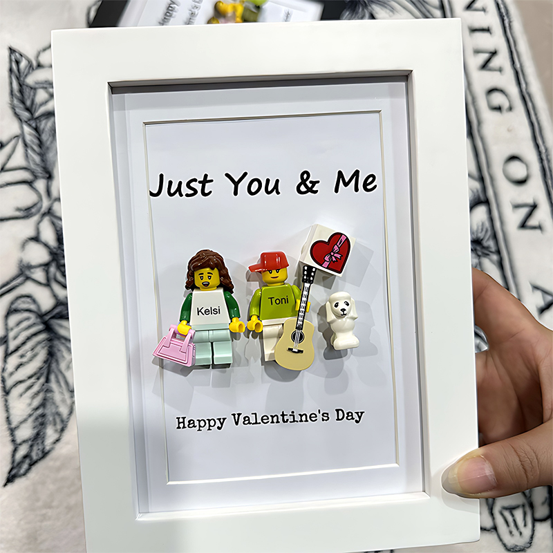 Customized Miniature Figures in a Frame - Ideal for Unique Valentine's Day Gifts-White