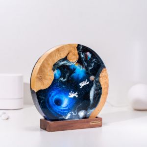 Unique interstellar lighting experience: wooden resin night light and art decoration