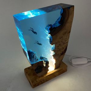 Resin Night Light Scuba Diver Unique Art Lamp for Home Decor