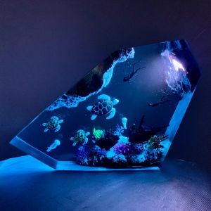 Ocean Resin Wood Art Lamp