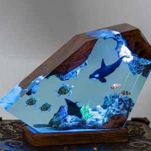 Humpback Whale And Turtle Resin Night Lamp - Manta Ray And Jellyfish Resin Lamp