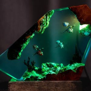 Fire Dragon And Ice Dragon Resin Lamp - Lighting Home Decor