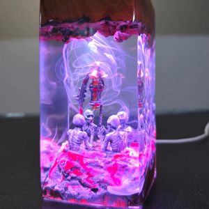 Halloween Resin Lamp - Epoxy And Wooden Night Lights