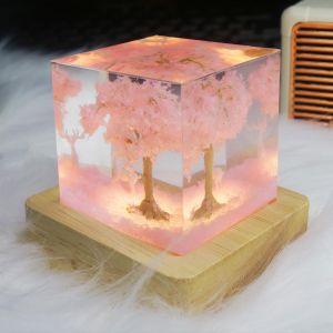 Pink Sakura Resin Lamp - Gift For Her