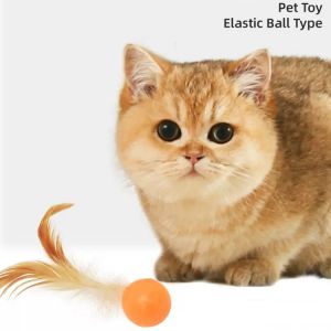 3 Pcs Cat Toy Balls Bite Resistant Cat Toys Bouncy Balls with Feathers