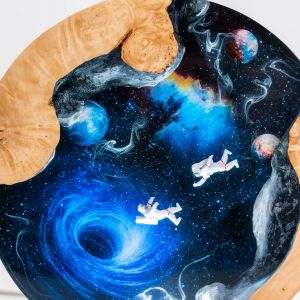 Unique interstellar lighting experience: wooden resin night light and art decoration