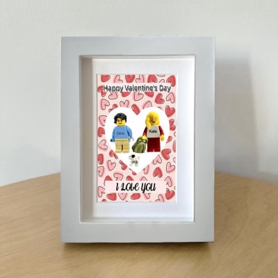 Personalised Minifigure with a Frame - Happy Valentine's Day-Perfect gift for Valentine's Day!