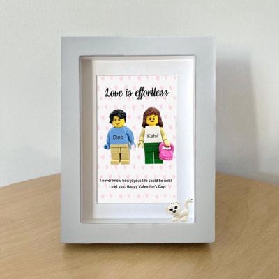 Personalised Minifigure with a Frame-Love is effortlsee,Happy Valentine's Day