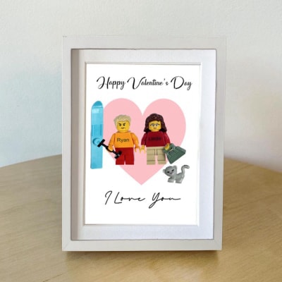 Personalised Minifigure with a Frame-I Love You- Unique Valentine's Day gift