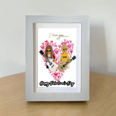 Personalised Minifigure in Frame -Sweetheart Guitar-Creative Valentine's Gift