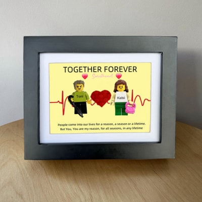 Personalised Minifigure Encased in a Frame-TOGETHER FOREVER-Best Valentine's Day Keepsake