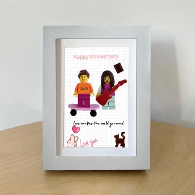 Personalised Minifigure with a Frame -Happy Anniversary-A Charming Valentine's Day Surprise