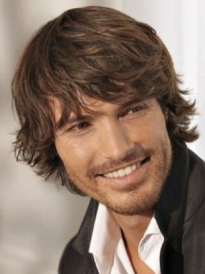 Cool Brown Hair Short Wavy Men Wig