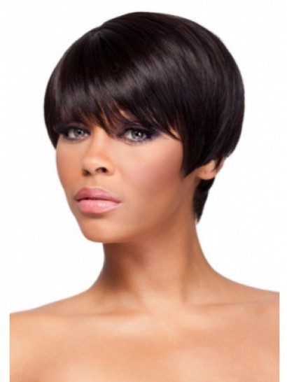 Boycuts Straight Human Hair African American Wig