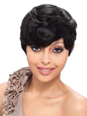 Capless Human Hair Short Wavy Wig