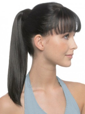 Straight Human Hair Ponytail With Pressure Clip