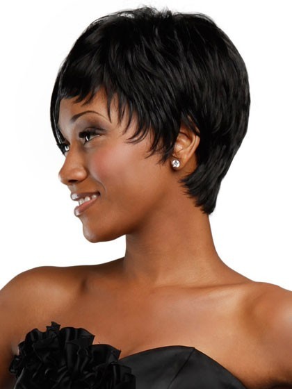 Chic Boy-Cut Asymmetrical Synthetic African American Wig