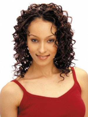 Comfortable Capless Curly Medium Human Hair African American Wig