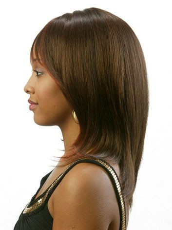 Straight Brown Remy Hair African American Wig