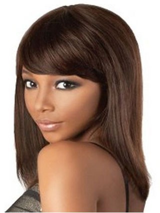 Mid-Length Straight Remy Human Hair African American Wig