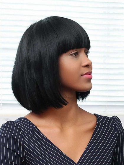 Modern Straight African American Capless Synthetic Wig