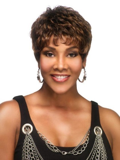 Short Natural Wavy Lace Front African American Wig