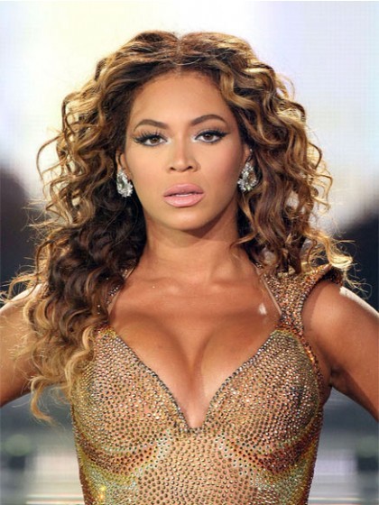 Beyonce Long Cute Wavy Human Hair Celebrity Wig