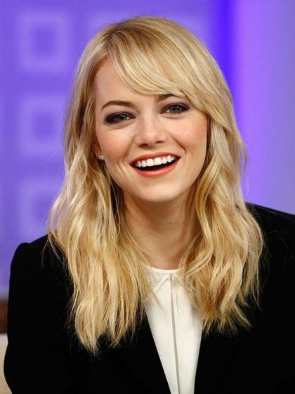 Emma Stone Attractive Lace Front Wavy Remy Human Hair Wig