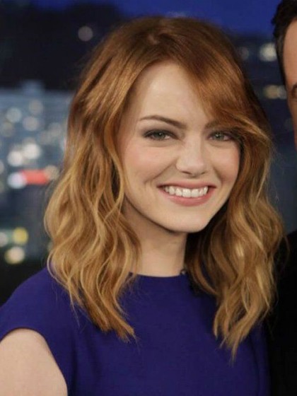 Emma Stone Admirable Wavy Remy Human Hair Lace Front Wig