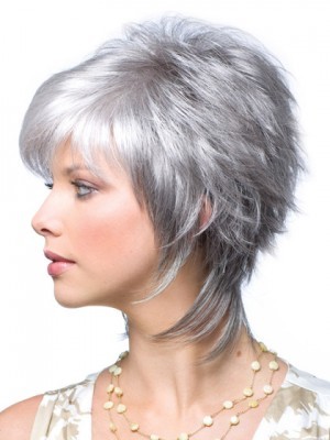 Lace Front Gray Layered Synthetic Wig