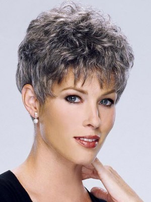 Wavy Short Synthetic Capless Gray Wig