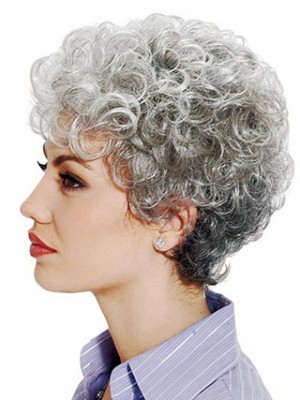 Stylish Sophisticated Curly Gray Wig